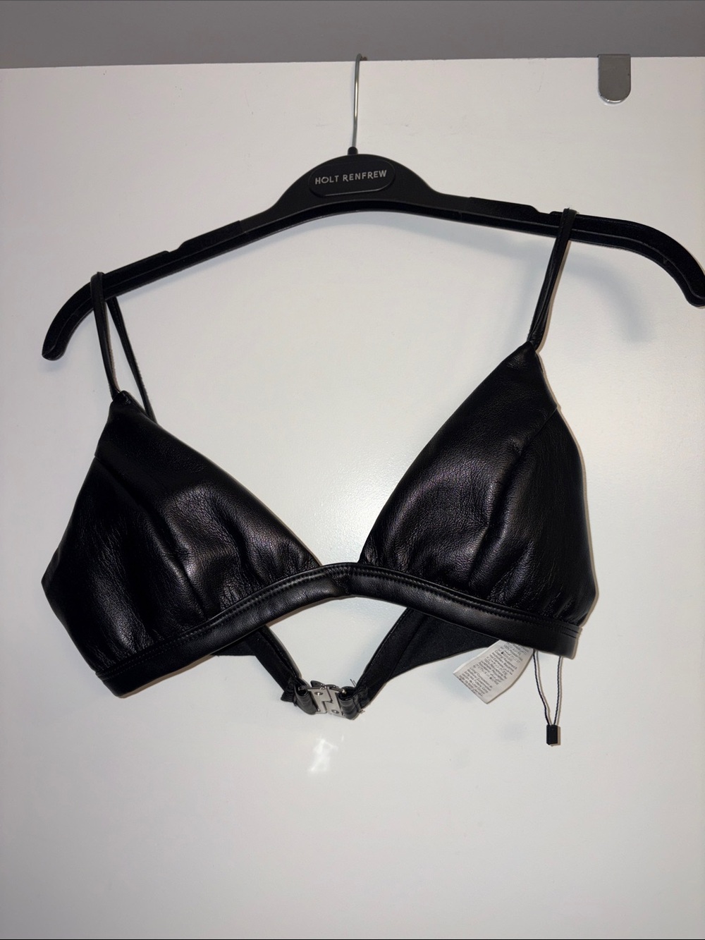 Leather-Effect Black Bralette - Women Intimates